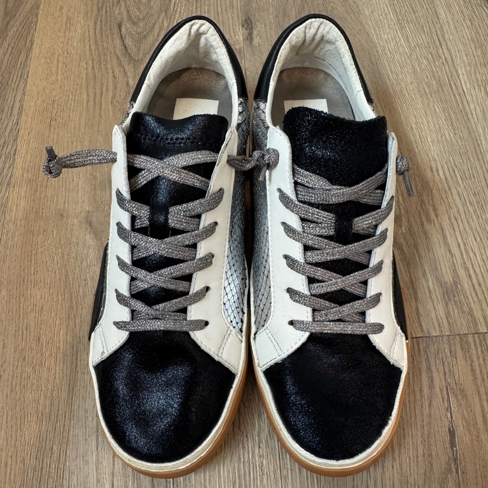 FREE SHIPPING Dolce Vita Black and Silver Sneakers with White Accents